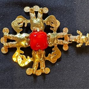 Castlecliff stunning vintage pendant w/ orange stone Medallion Pendant only